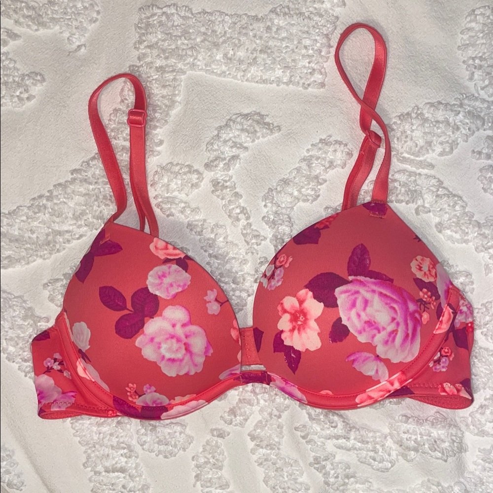 PINK Floral Push-up Bra 🌸